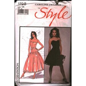Vintage Style 1198 Caroline Charles Evening Dress Sewing Pattern Size 14 Bust 36